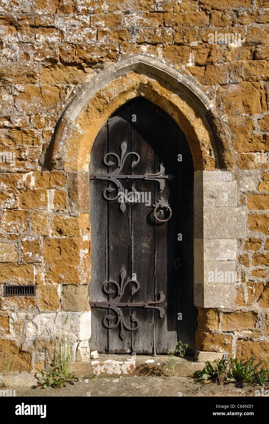 Priest`s door, St. Catharine`s Church, Houghton on the Hill, Leicestershire, England, UK Stock Photo